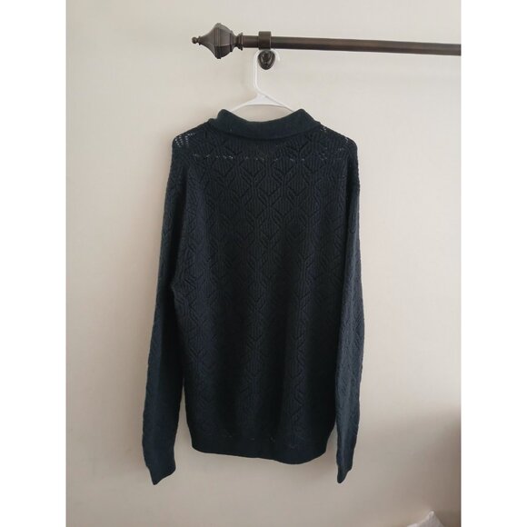 Madewell Mens M Diamond Stitch Cardigan Sweater Softwool Cashmere Mix Dark Navy - Picture 6 of 6